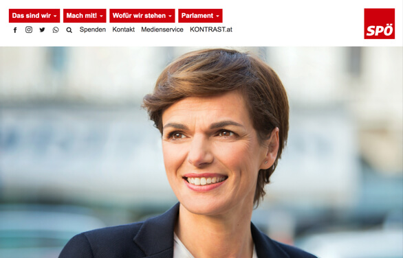 Webseite der Sozialdemokratischen Partei Österreichs (SPÖ)